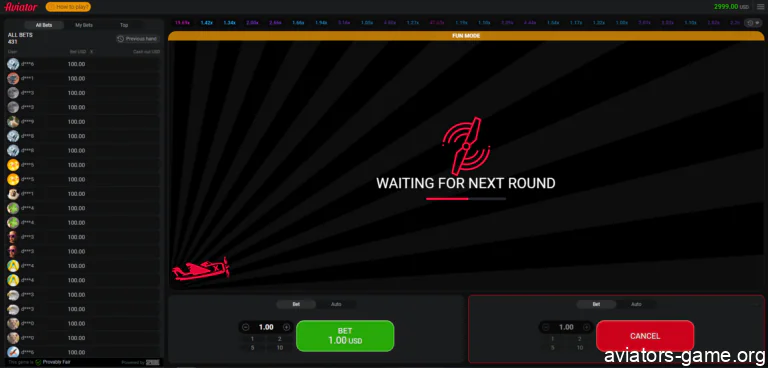 Waiting for a new Aviator round to start